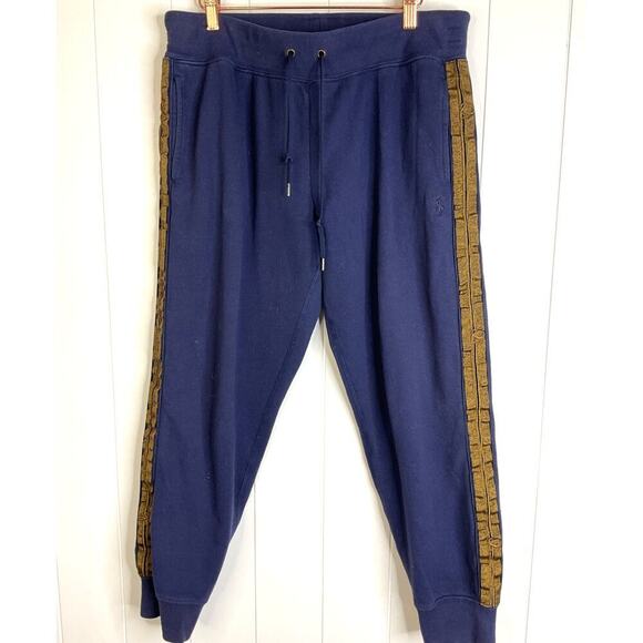 Polo Ralph Lauren Navy Blue Track Pants with Coper/Gold Military Applica  Size L - Picture 1 of 7